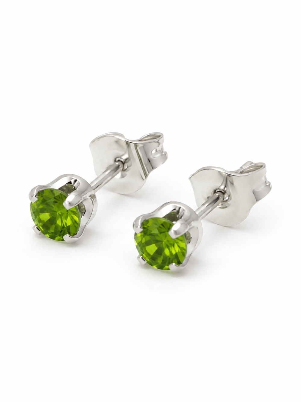 Peridot Green CZ Stud Earrings Stainless Steel Cartilage Lobe Jewelry